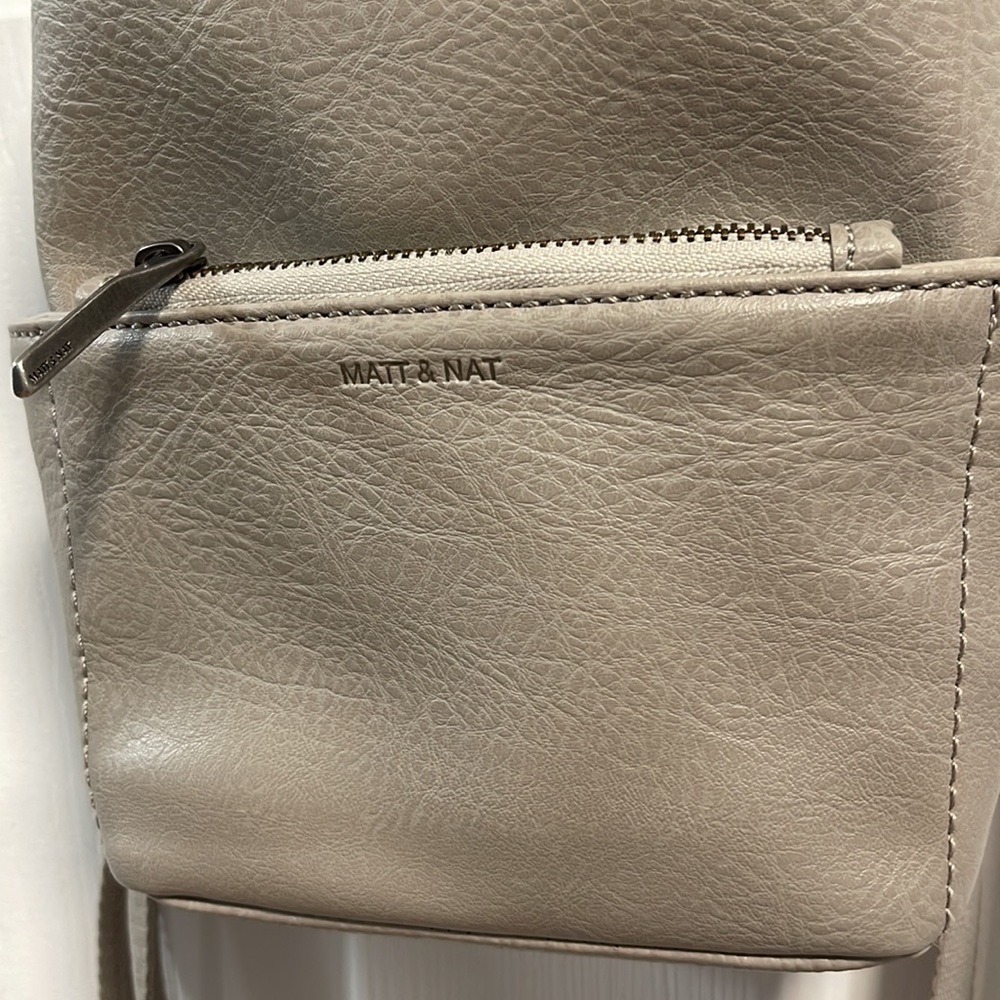Matt & Nat vegan leather mini gray beige backpack - Picture 2 of 16